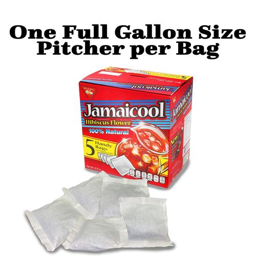 Jamaicool Hibiscus Flowers 100% Natural (5 Handy Bags, each makes 1 gallon) - Hibiscus Tea Bags - Dried Hibiscus Flowers - Hibiscus Leaves -Flor de Jamaica Natural - Te de Jamaica