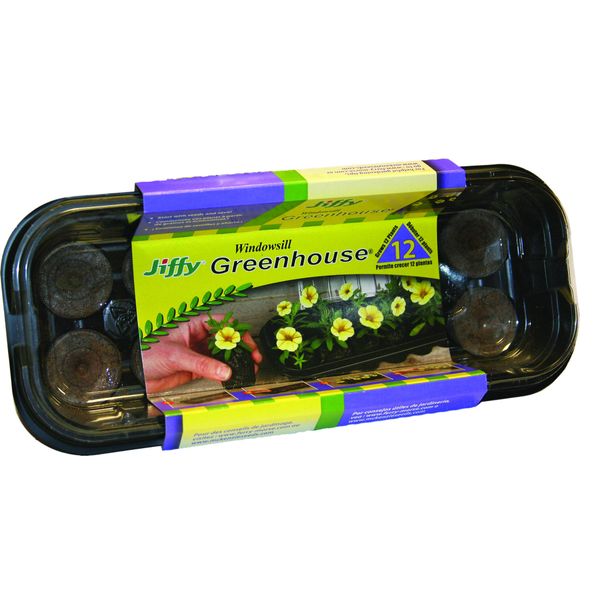 Jiffy Seed Starting Windowsill Greenhouse with 12 Biodegradable 36mm Peat Pellets (J312)