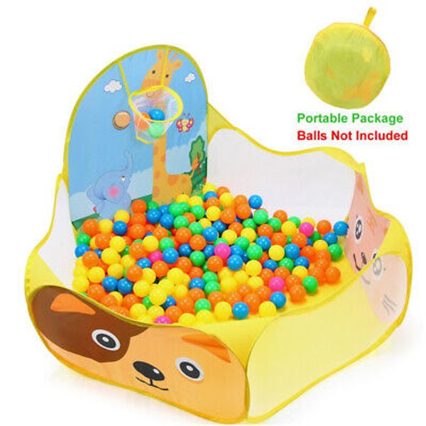 Portable Ball Pit with Basketball Hoop Outdoor Play Pool Tent for Kids Toddlers