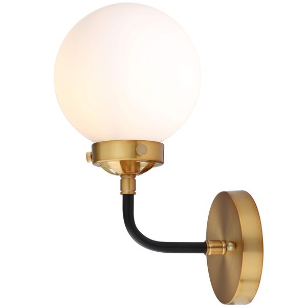 JONATHAN Y JYL9056B Caleb 1-Light 6" Brass Vanity, Contemporary, Transitional, Office, Living Room, Family Room, Dining Room, Kitchen, Bedroom, Bathroom, Hallway, Foyer, Brass Gold/Black