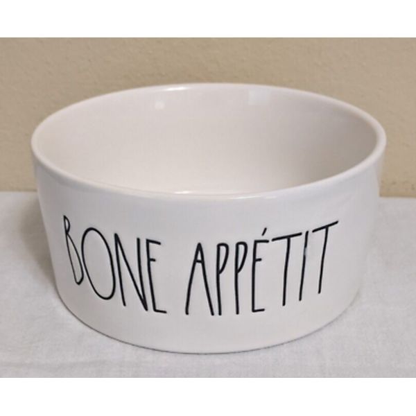 Rae Dunn Bone Appetite Ceramic Pet Dog Food Water Dish 24 oz.