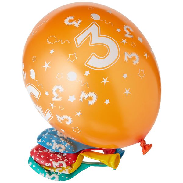 Folat 19303 3rd Birthday Balloons - 5 pieces, Multi Colors