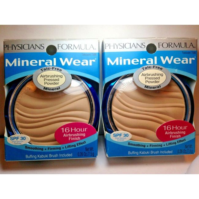 Lot (2) Physicians Formula Mineral Wear Airbrushing Pressed Powder,Translucent