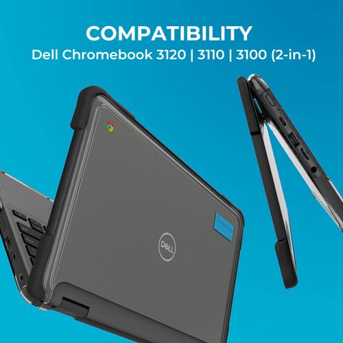 Gumdrop SlimTech Chromebook Case for 11.6 inch Dell Chromebook 3120 | 3110 | 3100 (2-in-1) Protective Sleek Snap On Hard Shell Laptop Cover for Kids Students School Work Office - Black