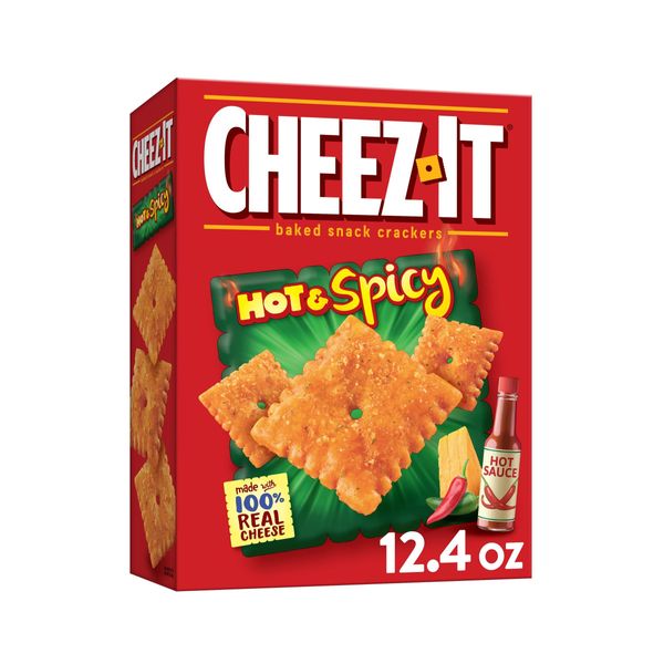 Cheez-It Cheese Crackers, Baked Snack Crackers, Lunch Snacks, Hot and Spicy, 12.4oz Box (1 Box)