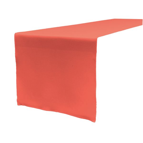 LA Linen Polyester Poplin Table Runner 14 by 108-Inch, Coral