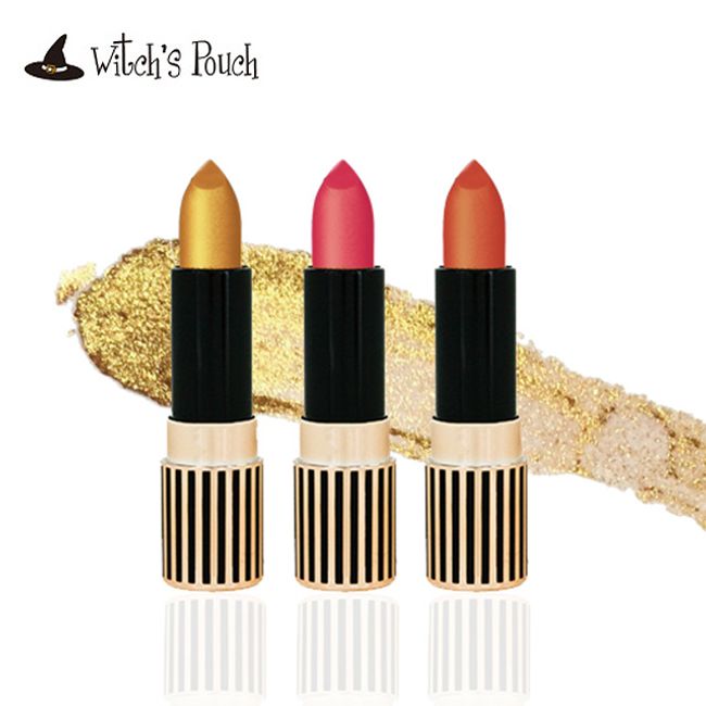 [Free Shipping by Postal Packet] Witch&#39;s Pouch POPO LIPSTICK GOLD<br> Lipstick Lip Gold Glitter Glitter Gold Glitter Pink Rose Coral Gold Korean Cosmetics ∀