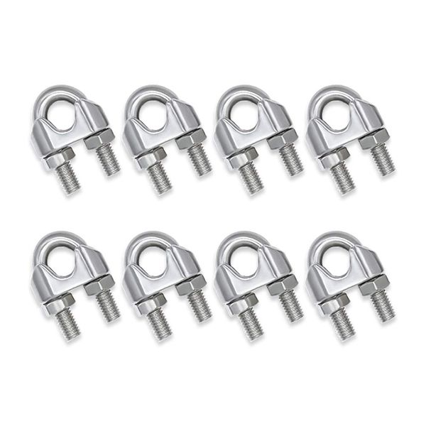 HYWJ Wire Rope Clips M5 U-Bolt Wire Fasteners Stainless Steel Wire Clamps (Pack of 8)