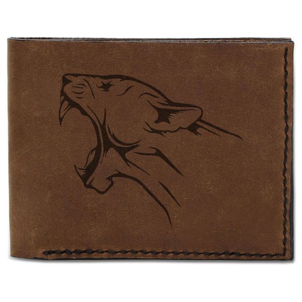 Men's Lion Tatoo Style -28 Handmade Genuine Pull-up Leather Wallet MHLT_03