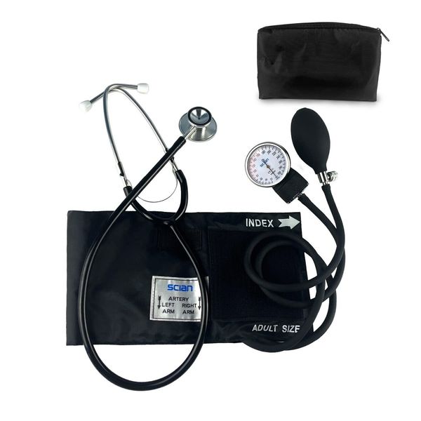 SCIAN Manual Aneroid Sphygmomanometer Stethoscope Kit Blood Pressure BP Cuff