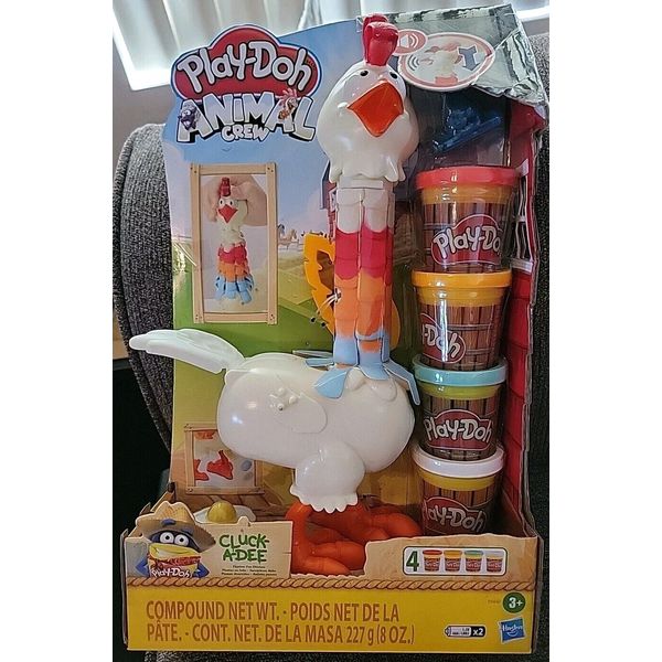 Play-Doh Animal Crew Cluck-A-Dee Feather Fun Chicken Toy Farm Animal Playset NEW