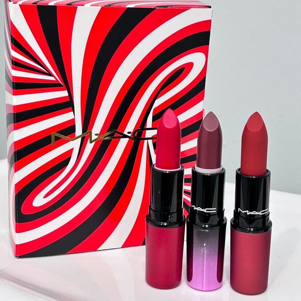 New in gift box 3PC Mac lipsticks Full size set 3x 3g/0.1 oz