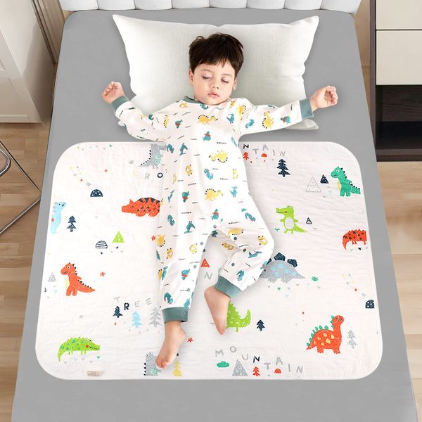 Potty Training Bed Pad, Dinosaur Bed Protector for Kids Bed Wetting Mattress Protector Waterproof Protection Toddler Bed Wetting Mats Fits Single Size Bed