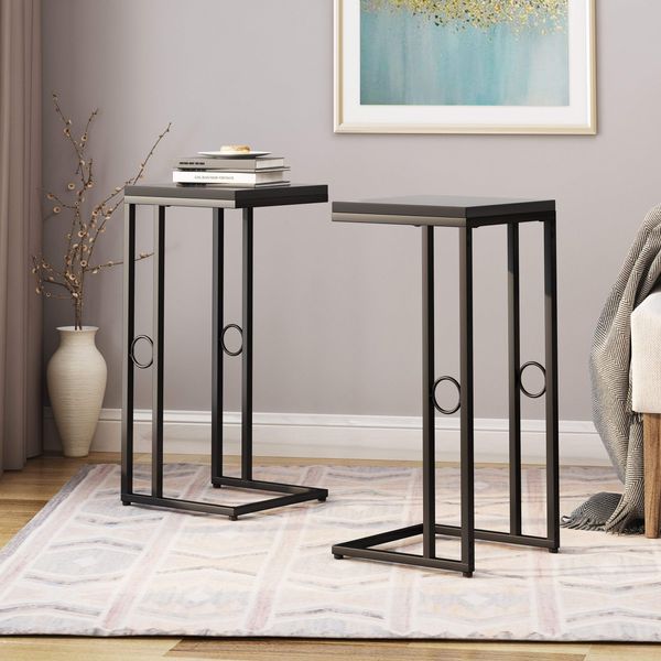 Modern C Side Table (Set of 2) by Black Mid-Century Contemporary Rectangle MDF