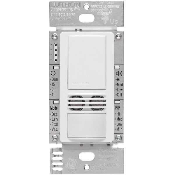 Lutron MS-B102-WH Maestro 6-Amp 3-Way/Multi-Location Dual Tech Occupancy Sensor Switch, White