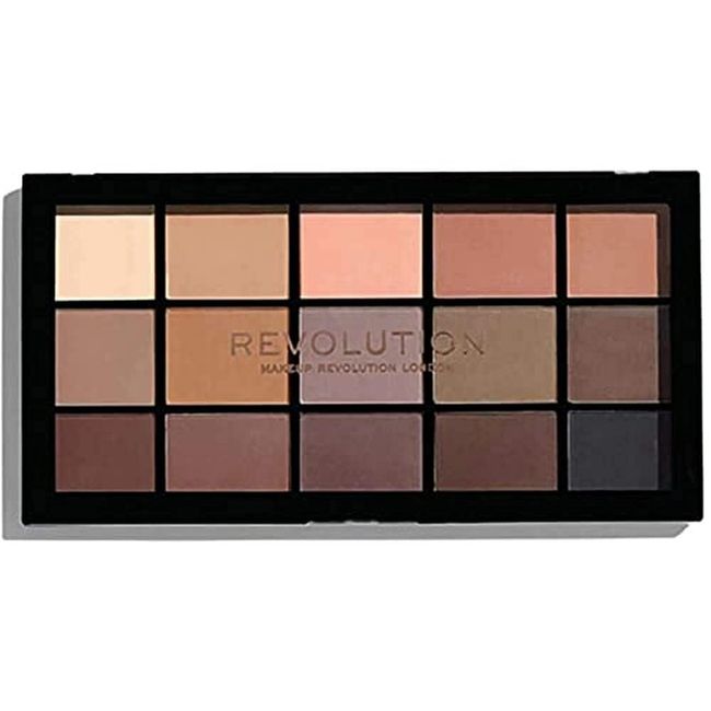 Makeup Revolution Reloaded Eyeshadow Palette, Matte Eye Colours, 15 Shades, Basic Mattes, 16.5g