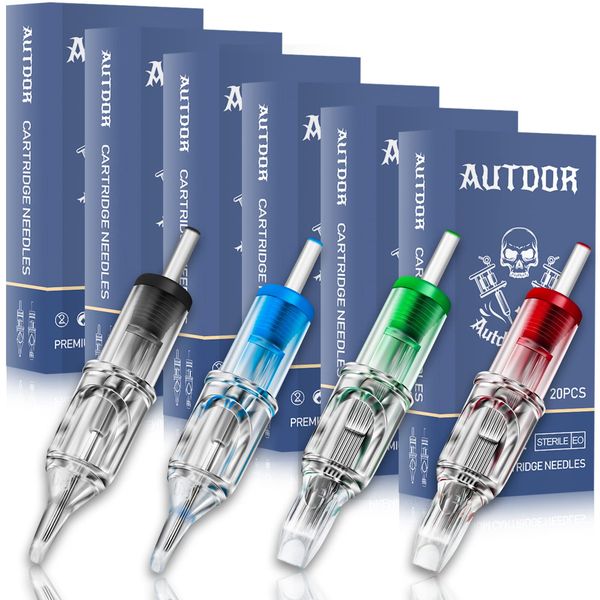 Tattoo Cartridge Needles - Autdor 120Pcs Mixed Tattoo Needles Cartridge Round Liner Shader Curved Flat Magnum 3RL 5RL 7RL 9RL 5RS 7RS 9RS 5M1 7M1 9M1 7RM 9RM for Tattoo Supplies Tattoo Kit Tattoo Machine