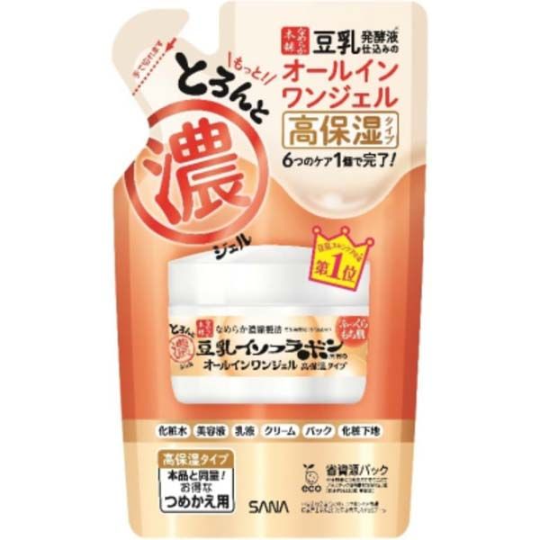 Set of 10 Tokiwa Yakuhin Sana Nameraka Honpo Thick and Thick Gel Enrich (Refill) Refill Time-saving Tokiwa Yakuhin Kogyo Thick and Thick Gel Emulsion Pack Fragrance-free Affordable All-in-one Gel All-in-one Soy Milk Isoflavone Moisturizing