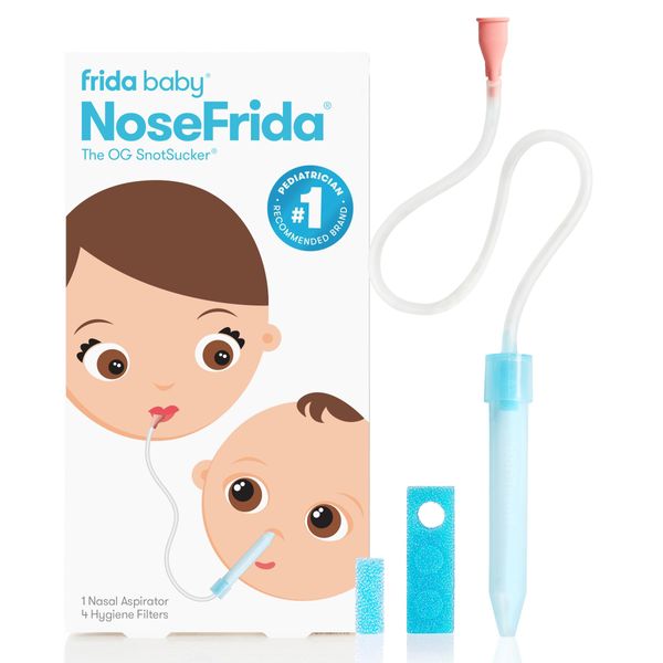 Frida Baby NoseFrida the SnotSucker: Nasal Aspirator for Baby, Baby Nose Sucker, NoseFrida + 4 Hygiene Filters