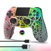 DYONDER Wireless Controller for PS4, Wireless Remote Gamepad with Unique Cracked Design/Dual Vibration/6-Axis Motion Sensor/Audio Function, Game Controller Widely Compatible with PS4/PC/iOS(Black)