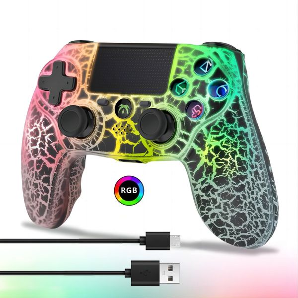 DYONDER Wireless Controller for PS4, Wireless Remote Gamepad with Unique Cracked Design/Dual Vibration/6-Axis Motion Sensor/Audio Function, Game Controller Widely Compatible with PS4/PC/iOS(Black)