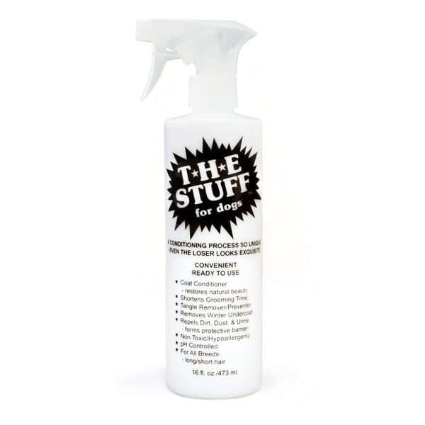 The Stuff Leave-in Dog Conditioner and Detangler Spray | 16oz Ready to Use | Perfect Solution for Managing Matted Dog Hair Dog Detangling and Dematting Spray