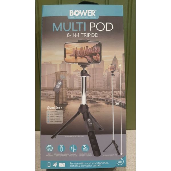 Bower Multi Pod 6-in-1 Tripod  Remote Shutter for Smartphones, compact camera