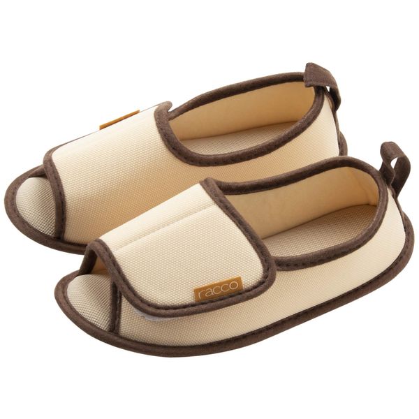 Racco 310037 Nippon Slippers, Room Shoes, Medium, 9.1 - 9.4 inches (23 - 24 cm), Beige, Plain, Heel Cushion, Hand Washable, Lightweight Comfort, Walking Support