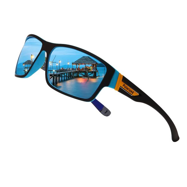 Long Keeper Mens sunglasses - Polarised Sport Sunglasses for Running Fishing Cycling Driving Classic Square Frame Sport Sun Glasses