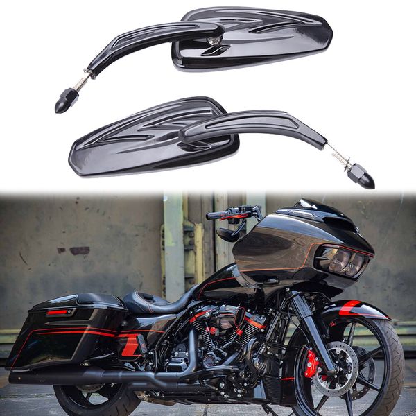 Motorcycle Gloss Black Rearview Side Mirrors For Harley Davidson Road Glide CVO