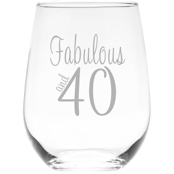 C M Fabulous and 40 stemless wine glass, 17 oz.