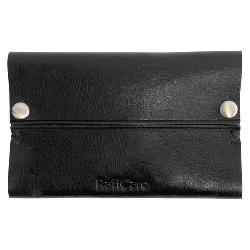 Raficaro Pocket Tissue Case, Genuine Leather, Italian Leather, Portable, Pocket Tissue Cover, Dustpaper, For Children, Simple, Casual, Women's, Men's, Black