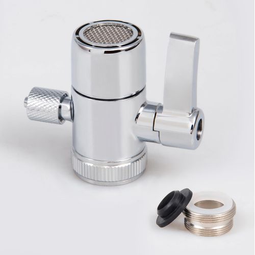 Faucet diverter valve Solid Brass with Polished Chrome for counter top Water Filters Faucet Adapter, Hot/Cold Bathroom Sink Adapter - Hose Attachment Connector1/4" outlet (Single Way 1/4" OD)