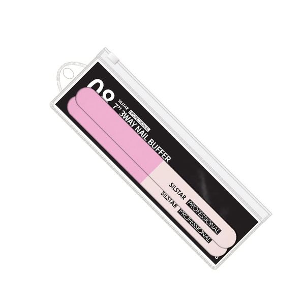 SILSTAR PROFESSIONAL 7" 3-Way Nail Buffer Pink/White 240.800/3000 Made in Korea (2 Pack)