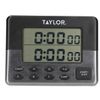Taylor Kitchen Timer, Pro Dual Digital Timer, 24 Hour Timer, Stopwatch and Countdown Function, Grey & Silver