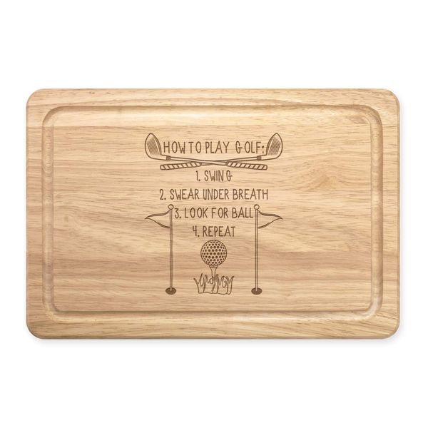 How to Play Golf Rectangular Wooden Chopping Board