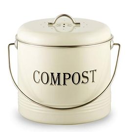 Compost Bin Stainless Steel 1.3 Gal Charcoal Filter Lid Indoor Bucket  Countertop