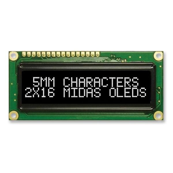OLED, 16X2, White, W/T, 4 Font Sets, Alphanumeric OLED Displays, Qty.1 | MCOB21605GX-EWP