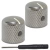 Pair of Nickle/Chrome Solid Steel Knurled Guitar Knobs with Screw Fixing - Precision Control for Electric Guitars FREE SCREWDRIVER