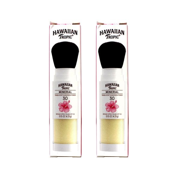 Hawaiian Tropic Mineral Powder Sunscreen Brush SPF 30, 0.15 oz (Pack of 2)