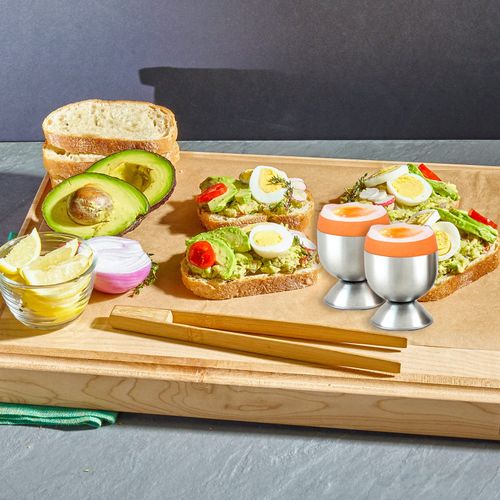 Stainless Steel Egg Cups 6 Pieces, Breakfast Tray Egg Cup Holder, Small Wine Glass Shape, Egg Holder Set