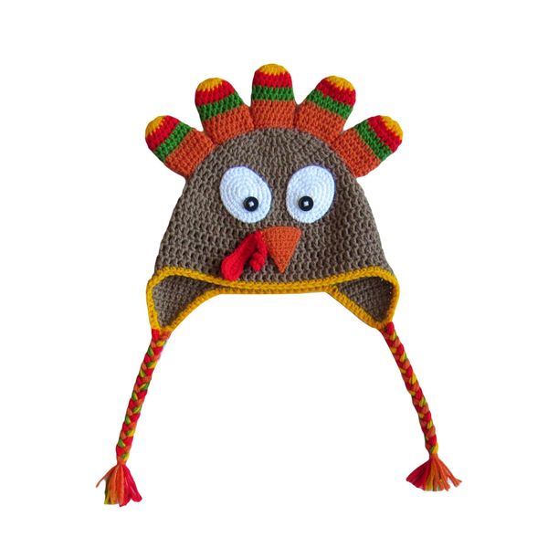 TRURENDI Thanksgiving Costume for Toddler Turkey Costume Knit Hat Winter Warm Beanies Hat for Baby Girls Boys (Orange Child, One Size)