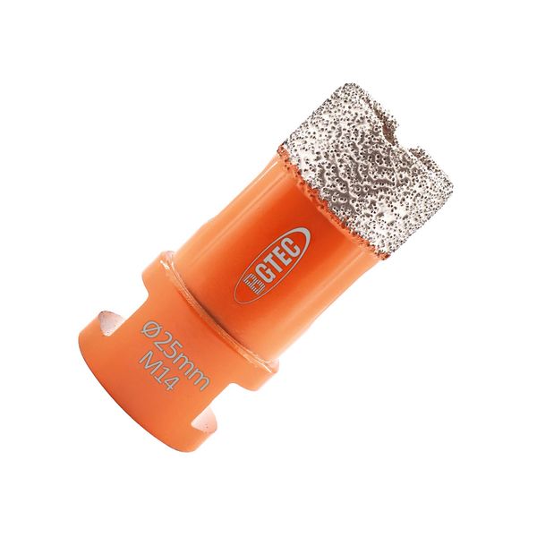 BGTEC Dry Diamond Core Drill Bits Diameter 25mm for Porcelain Tile Ceramic Marble Brick M14 Thread