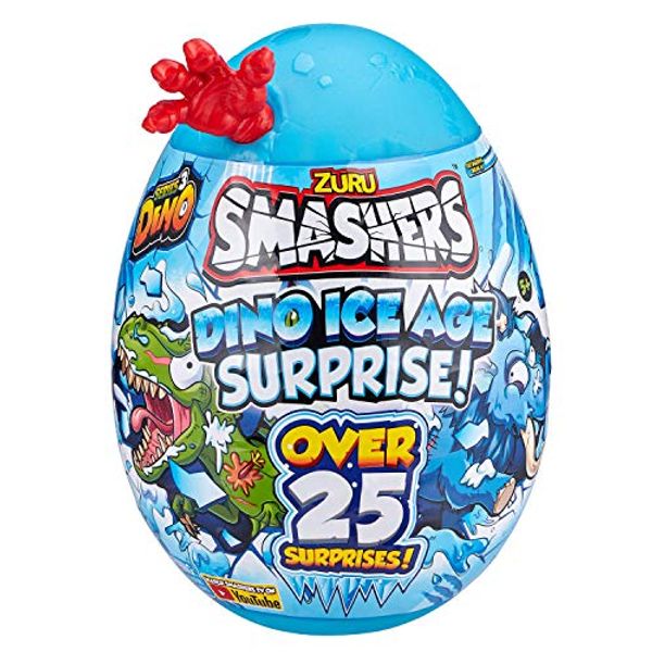 Smashers Dino Ice Age Mammoth Series 3 by ZURU Surprise Egg with Over 25 Surprises! - Slime, Dinosaur Toy, Collectibles, Toys for Boys and Kids, Blue