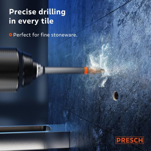 Presch Tile Drill Bit Set 3-piece | ⌀ 6mm, 8mm, 10mm | Tile Drill bits specifically designed for hard tiles, ceramics, glass, and porcelain | Ceramic drill bit, porcelain tile drill bit including box