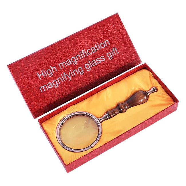 Retro 10X Reading Magnifier Handheld Magnifying Glass Wooden