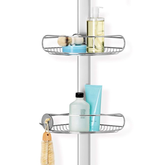 simplehuman Adjustable Shower Caddy, Stainless Steel and Anodized