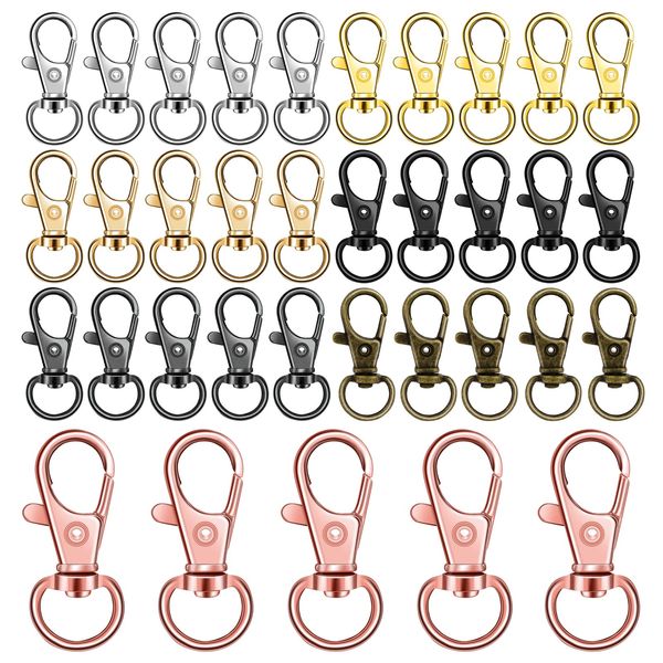 35PCS Swivel Lobster Clasps Swivel Lobster Keyrings Clasps Swivel Trigger Snap Hooks Metal Key Ring Clips for Keychain Lanyard, Jewelry, DIY Crafts Supplies (Multiple Colors, 10mm)