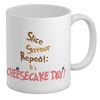 Shopagift Cheesecake Day Mug Slice Savour Repeat White 11oz Large Ceramic Cup