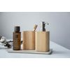 WENKO Bamboo Toothbrush Holder, Sustainable Toothbrush Cup Made of Bamboo for Toothbrush, Tongue Cleaner and Toothpaste, Practical Bathroom Accessory for Brushes and Make-Up, Diameter 7.1 x 10.7 cm